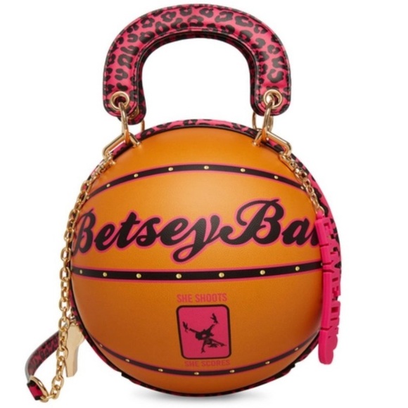 SALE 🏀 BETSEY JOHNSON leopard kitsch basketball purse Crossbody Betsey Ball - Picture 1 of 4